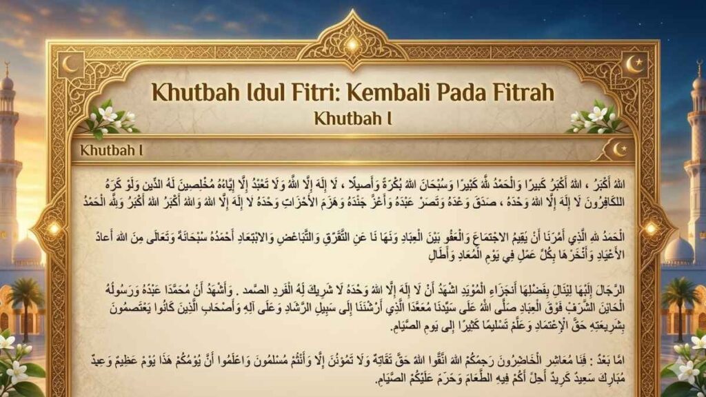 Teks Khutbah Idul Fitri 2026 (1447 Hijriah) Link Download PDF Gratis!